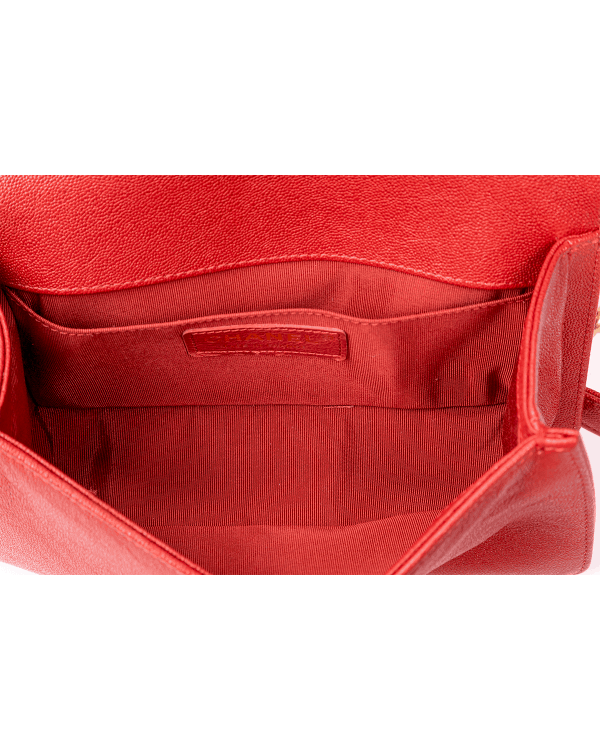Chanel Boy Bag with Quilted Grained Calfskin Red Leather - Image 5