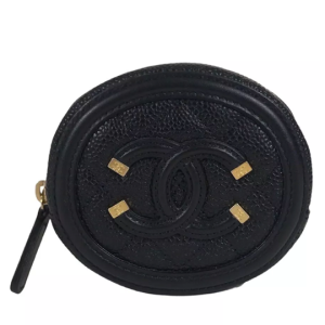 Chanel Coin Purse Pouch Satchel Black Quilted Caviar